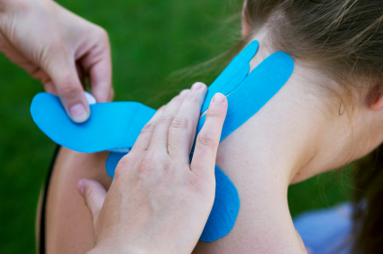example of kinesio taping on the posterior neck